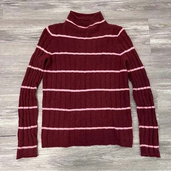 Madewell Colorful Striped Mock Neck Wool Alpaca Blend Soft Knit Sweater Retro XS - Picture 3 of 10